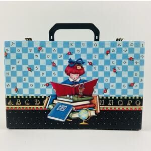 Mary Engelbreit Carrying Storage Latch Case Wide Books Read Head Girl Native Ame